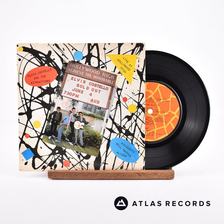 Elvis Costello & The Attractions Live At Hollywood High 7" Vinyl Record - Front Cover & Record