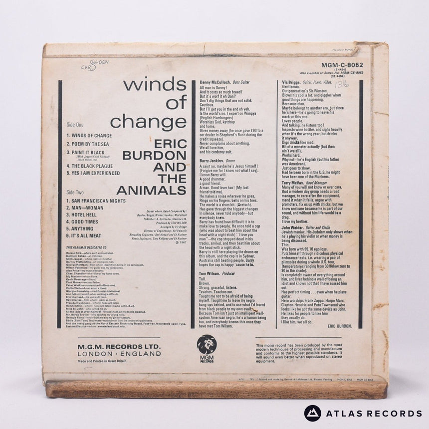 Eric Burdon & The Animals - Winds Of Change - Mono LP Vinyl Record - VG/VG+