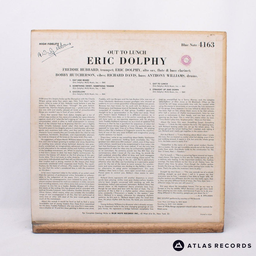 Eric Dolphy - Out To Lunch! - -A -B LP Vinyl Record - VG/VG+
