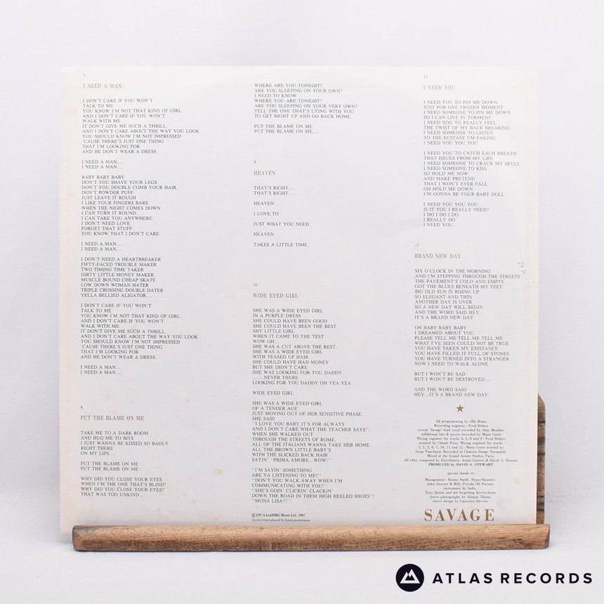 Eurythmics - Savage - LP Vinyl Record - EX/VG+