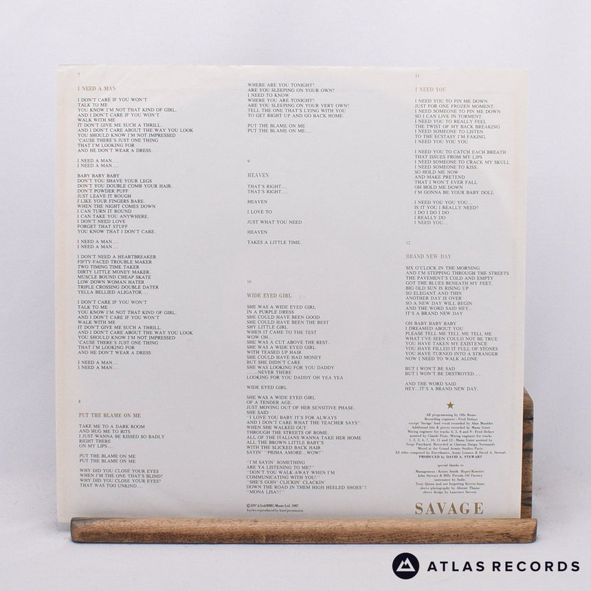 Eurythmics - Savage - LP Vinyl Record - EX/EX