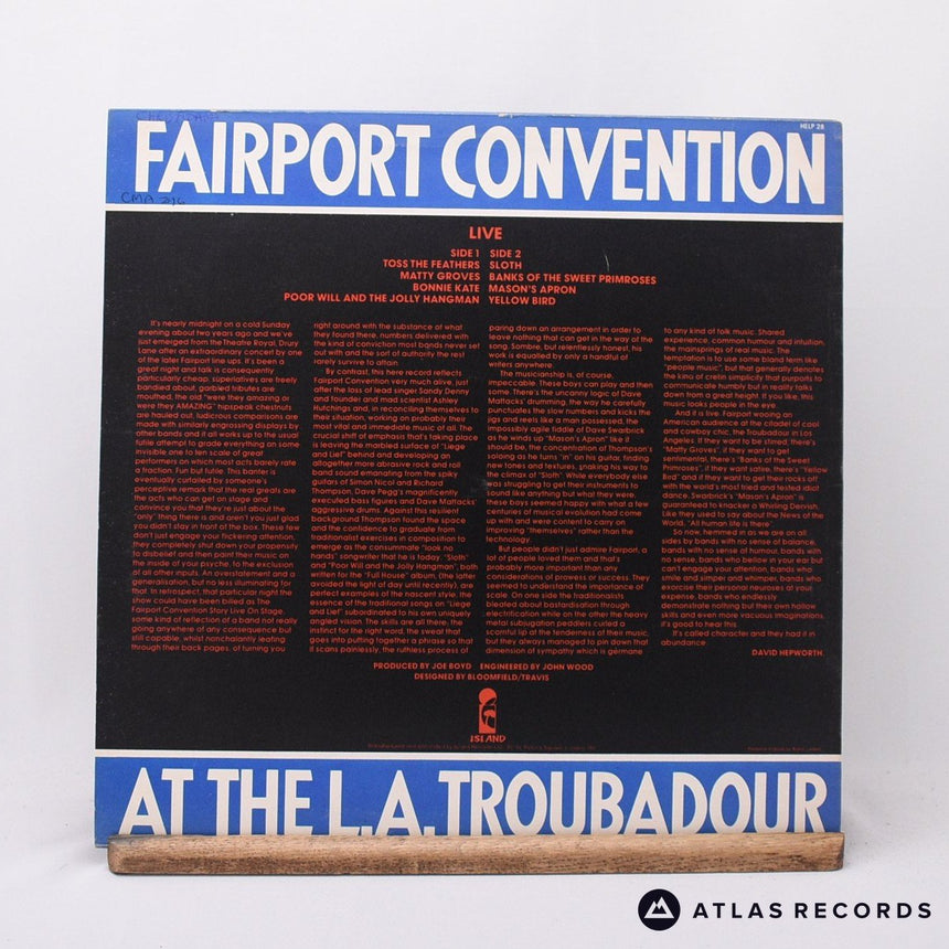 Fairport Convention - Live At The L.A. Troubadour - LP Vinyl Record - VG+/VG+
