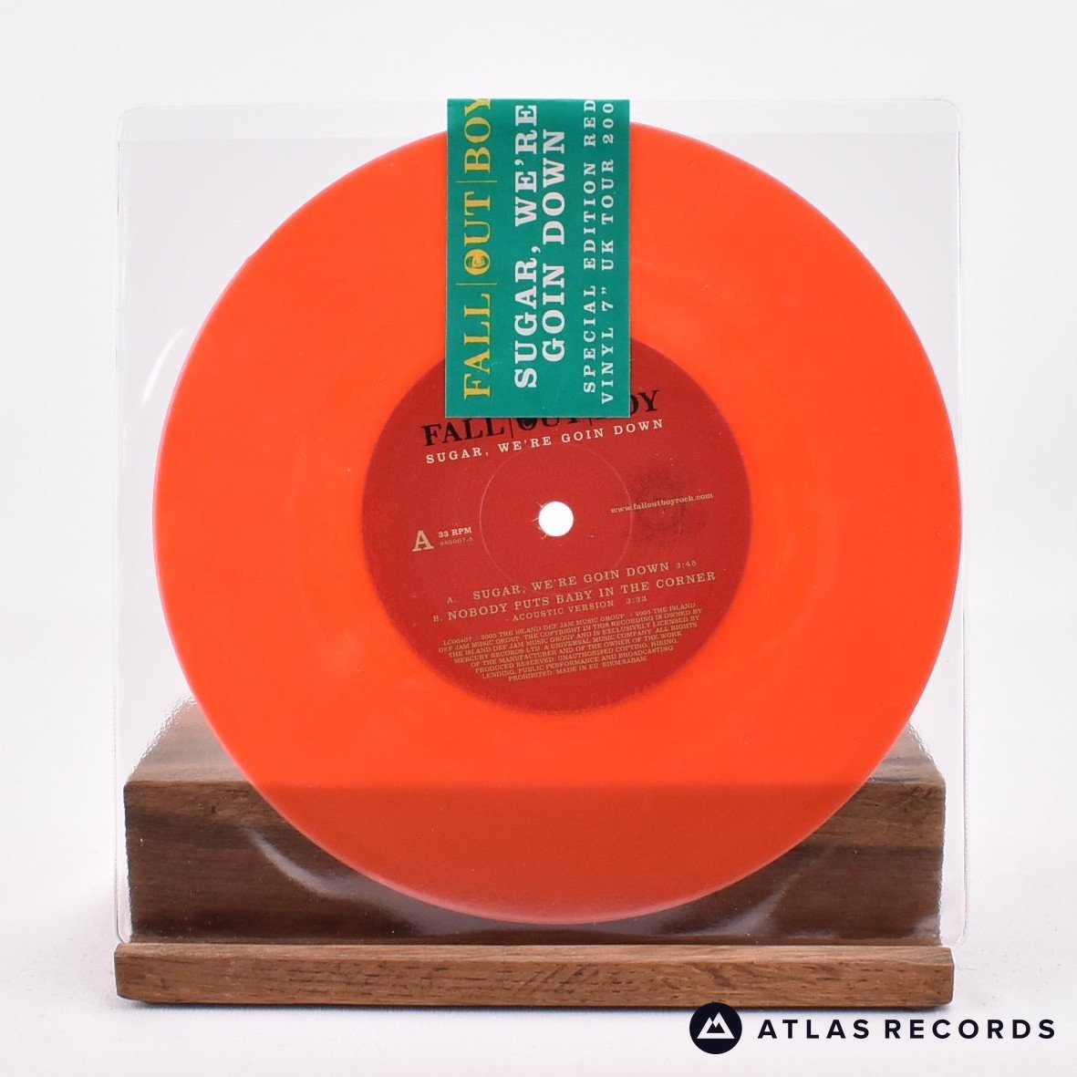 Fall Out Boy Sugar, We're Goin Down 7" Vinyl Record - Front Cover & Record