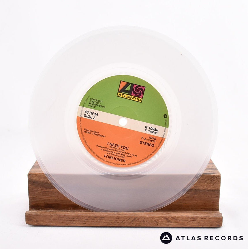 Foreigner - Cold As Ice - Clear 7" Vinyl Record - VG+/EX