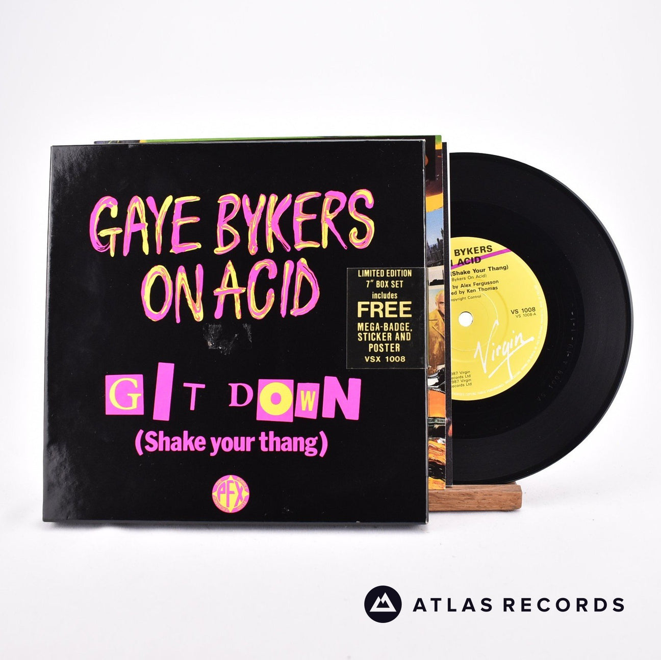 Gaye Bykers On Acid Git Down 7" Box Set Vinyl Record - Front Cover & Record