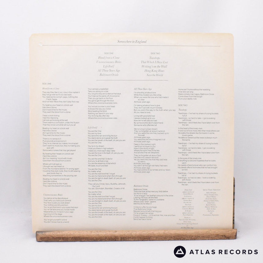 George Harrison - Somewhere In England - Canada LP Vinyl Record - VG+/EX