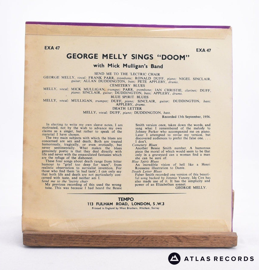 George Melly - George Melly Sings Doom - 7" EP Vinyl Record - VG+/EX