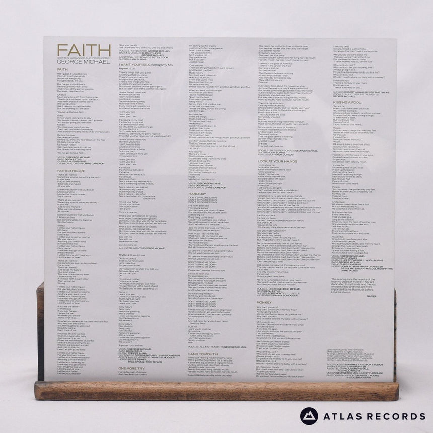 George Michael - Faith - Lyric Sheet A-7 B-7 LP Vinyl Record - EX/EX