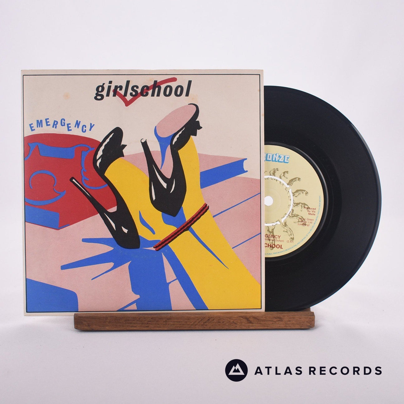 Girlschool Emergency 7" Vinyl Record - Front Cover & Record