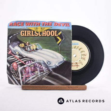 Girlschool Race With The Devil 7" Vinyl Record - Front Cover & Record