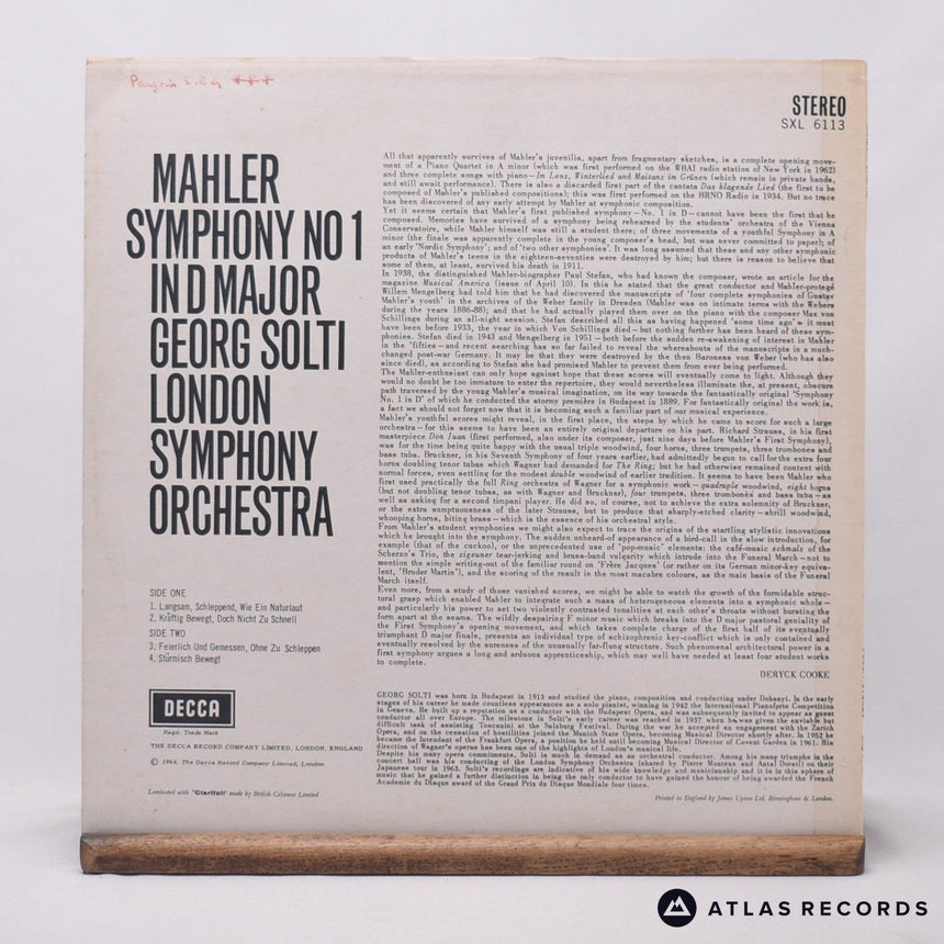 Gustav Mahler - Symphony No.1 - LP Vinyl Record - EX/VG+