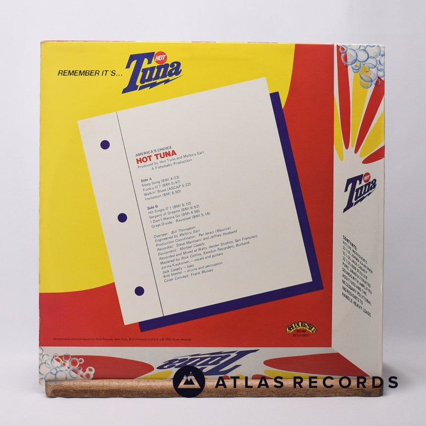 Hot Tuna - America's Choice - A-1 B-1 LP Vinyl Record - EX/EX