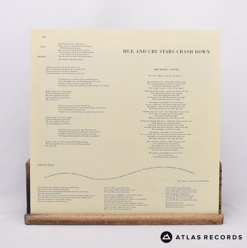 Hue & Cry - Stars Crash Down - Lyric Sheet LP Vinyl Record - VG+/EX