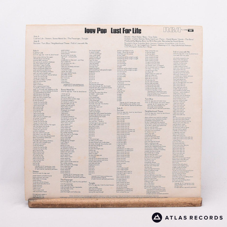 Iggy Pop - Lust For Life - LP Vinyl Record - EX/VG+