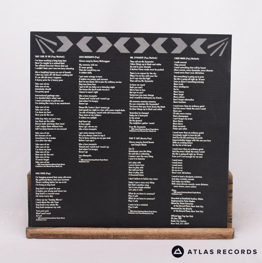 Iggy Pop - Soldier - Bilbo Lyric Sheet A//1 B//1 LP Vinyl Record - VG+/VG+