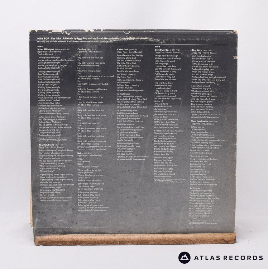 Iggy Pop - The Idiot - Us A B LP Vinyl Record - VG+/VG+