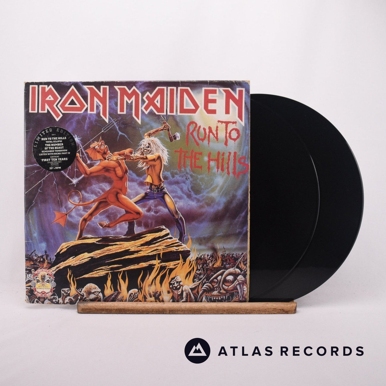 Iron Maiden Run To The Hills · The Number Of The Beast 2 x 12" Vinyl Record - Front Cover & Record