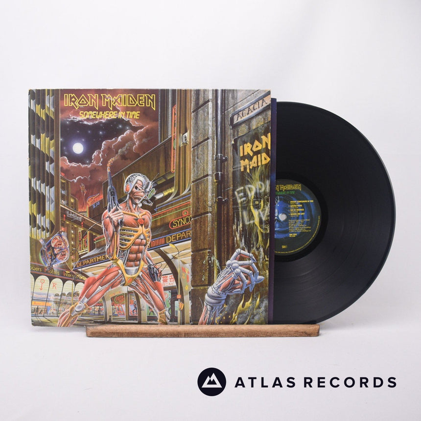 Iron Maiden Somewhere In Time LP Vinyl Record - Front Cover & Record