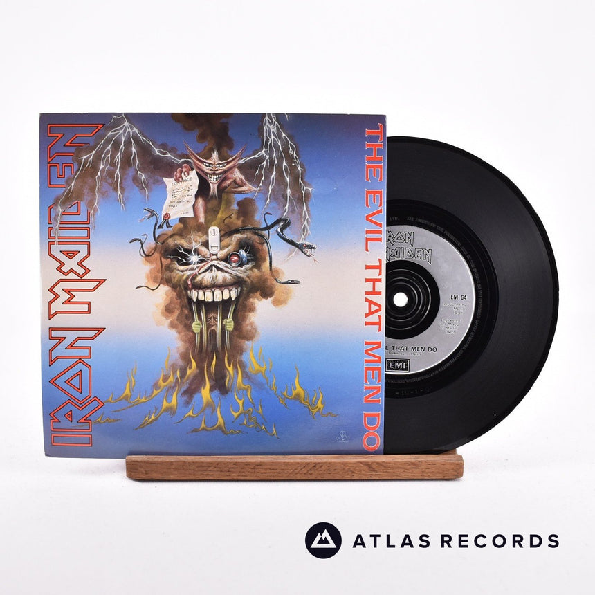 Iron Maiden The Evil That Men Do 7" Vinyl Record - Front Cover & Record