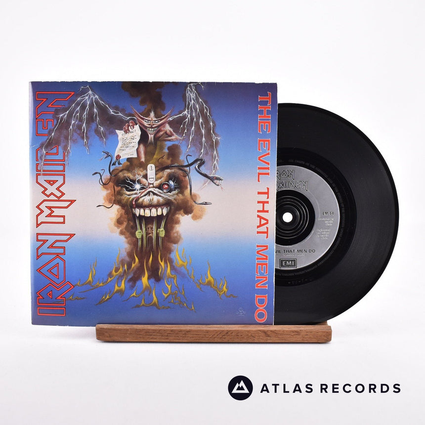 Iron Maiden The Evil That Men Do 7" Vinyl Record - Front Cover & Record
