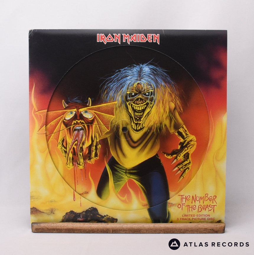 Iron Maiden The Number Of The Beast 12" Vinyl Record - Front Cover & Record