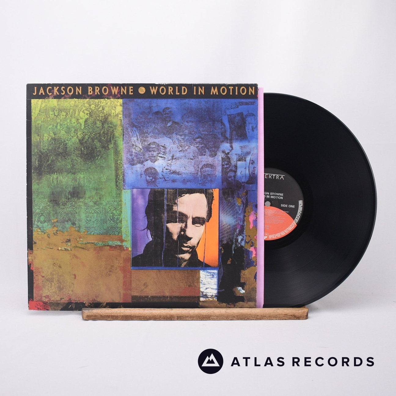 Jackson Browne World In Motion LP Vinyl Record - Front Cover & Record