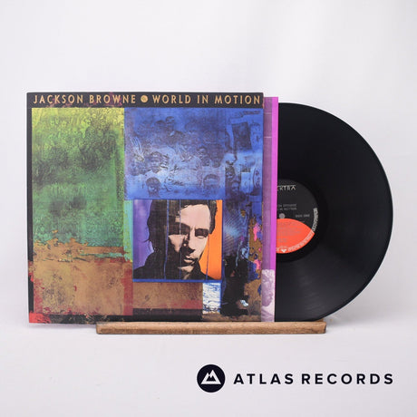 Jackson Browne World In Motion LP Vinyl Record - Front Cover & Record
