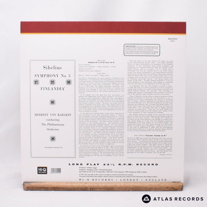 Jean Sibelius - Symphony No.5 In E Flat Major Op. 82 - 180G LP Vinyl Record