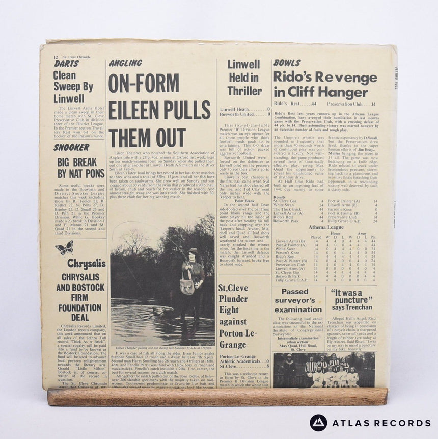 Jethro Tull - Thick As A Brick - Newspaper Sleeve LP Vinyl Record - VG+/EX