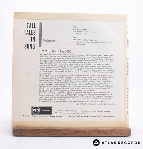 Jimmy Driftwood - Tall Tales In Song Vol.1 - 7" EP Vinyl Record - VG+/VG+