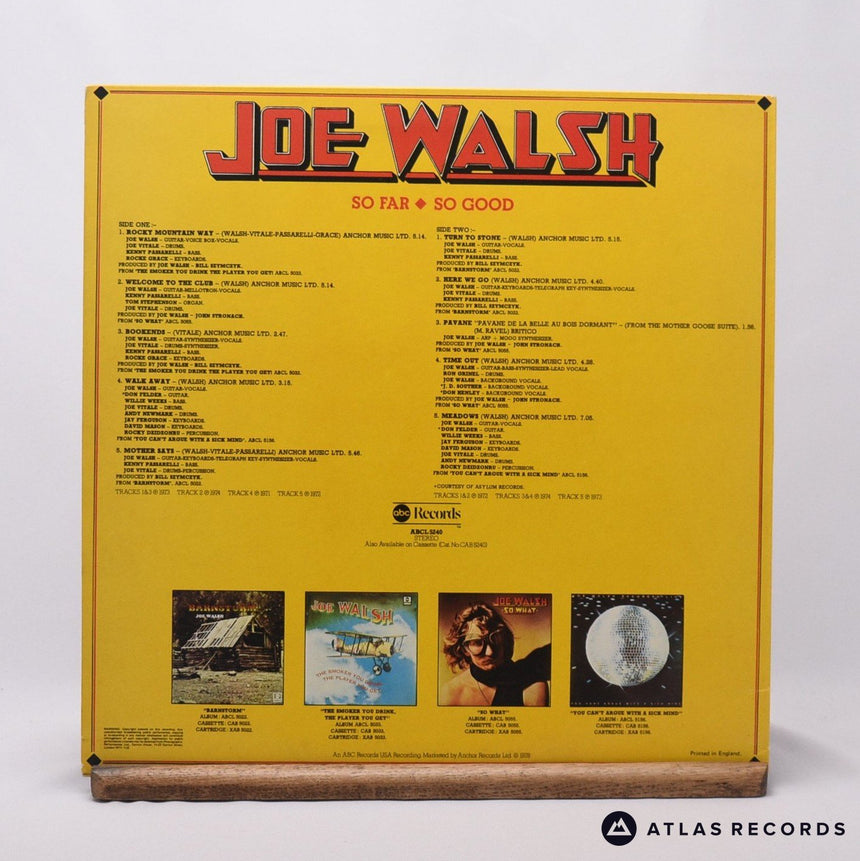 Joe Walsh - So Far So Good - LP Vinyl Record - EX/EX