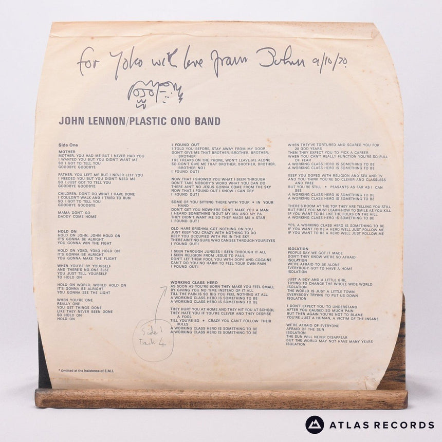 John Lennon - John Lennon / Plastic Ono Band - -1 -1 LP Vinyl Record - VG+/VG+