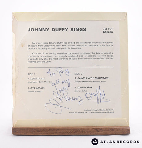 Johnny Duffy - Johnny Duffy Sings - Signed 7" EP Vinyl Record - VG+/VG+