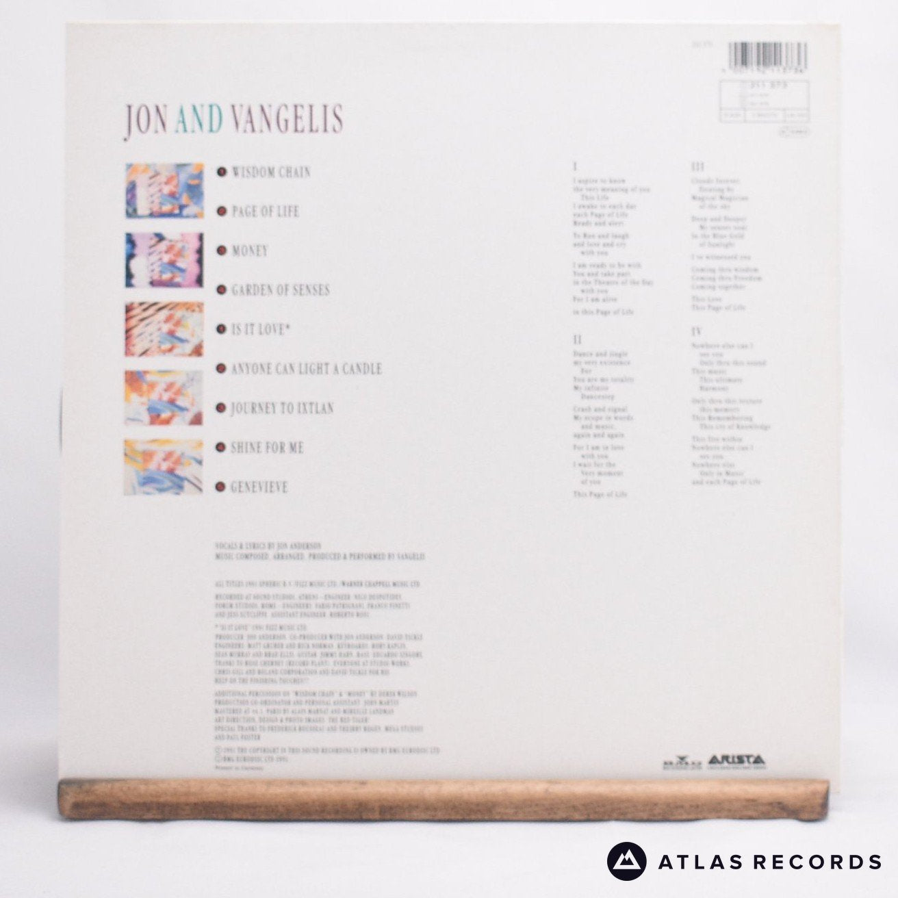 Jon u0026 Vangelis - Page Of Life - A1 B1 LP Vinyl Record - EX/NM