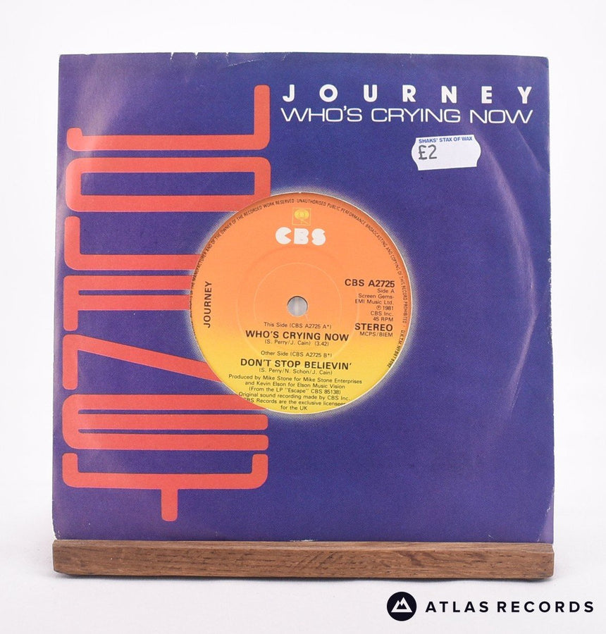 Journey Who's Crying Now 7" Vinyl Record - Front Cover & Record