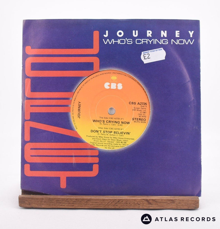 Journey Who's Crying Now 7" Vinyl Record - Front Cover & Record