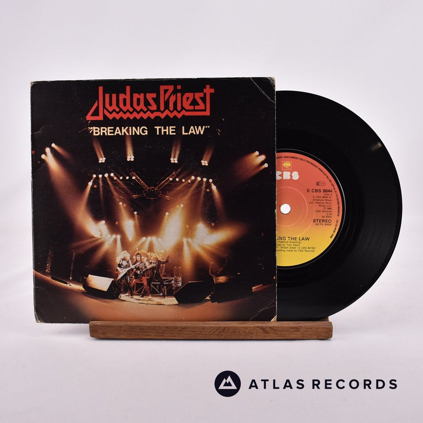 Judas Priest Breaking The Law 7" Vinyl Record - Front Cover & Record