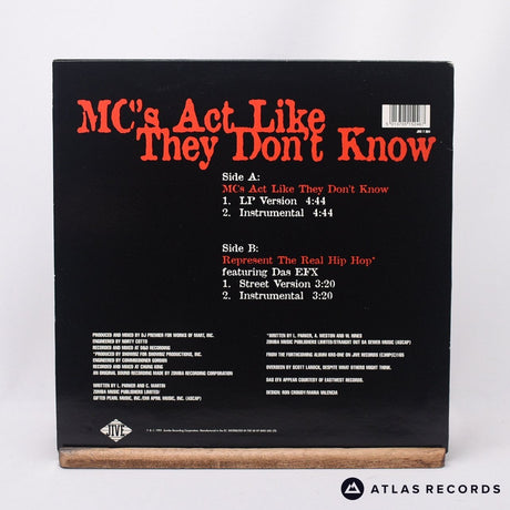 KRS-One - MC's Act Like They Don't Know - Damont A1 B1 12" Vinyl Record - EX/EX