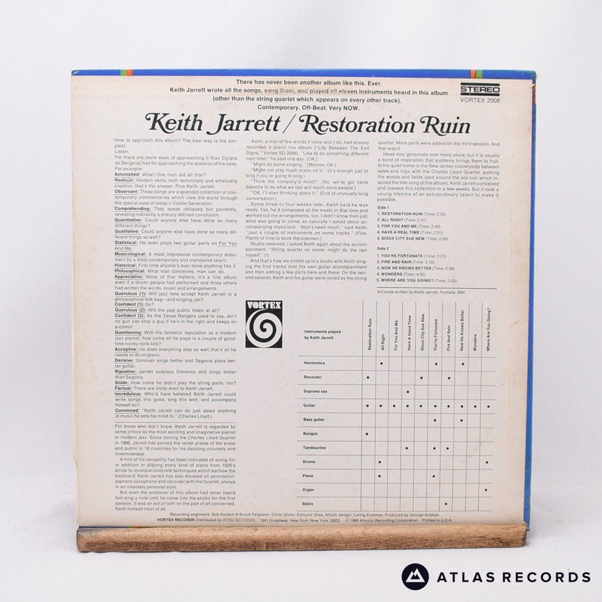 Keith Jarrett - Restoration Ruin - Us -A -A LP Vinyl Record - VG+/VG+