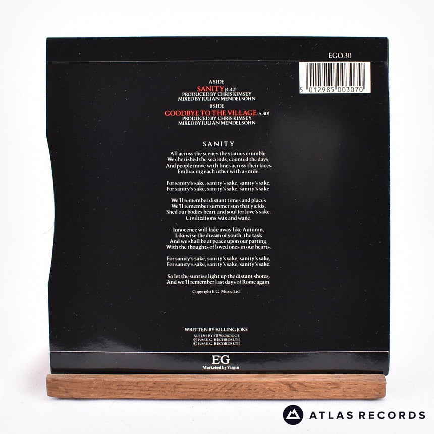 Killing Joke - Sanity - 7" Vinyl Record - EX/EX