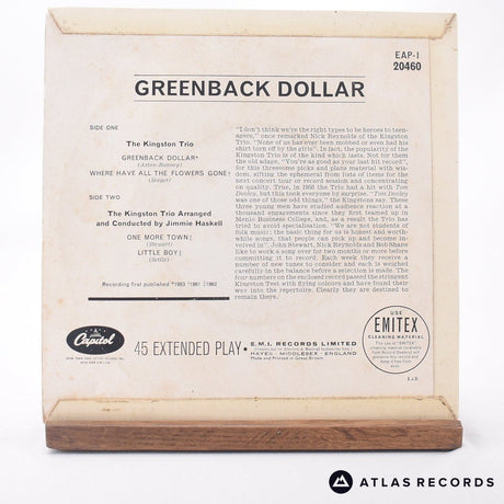 Kingston Trio - Greenback Dollar - 7" EP Vinyl Record - VG/VG+