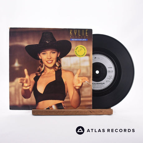 Kylie Minogue Never Too Late 7" Vinyl Record - Front Cover & Record