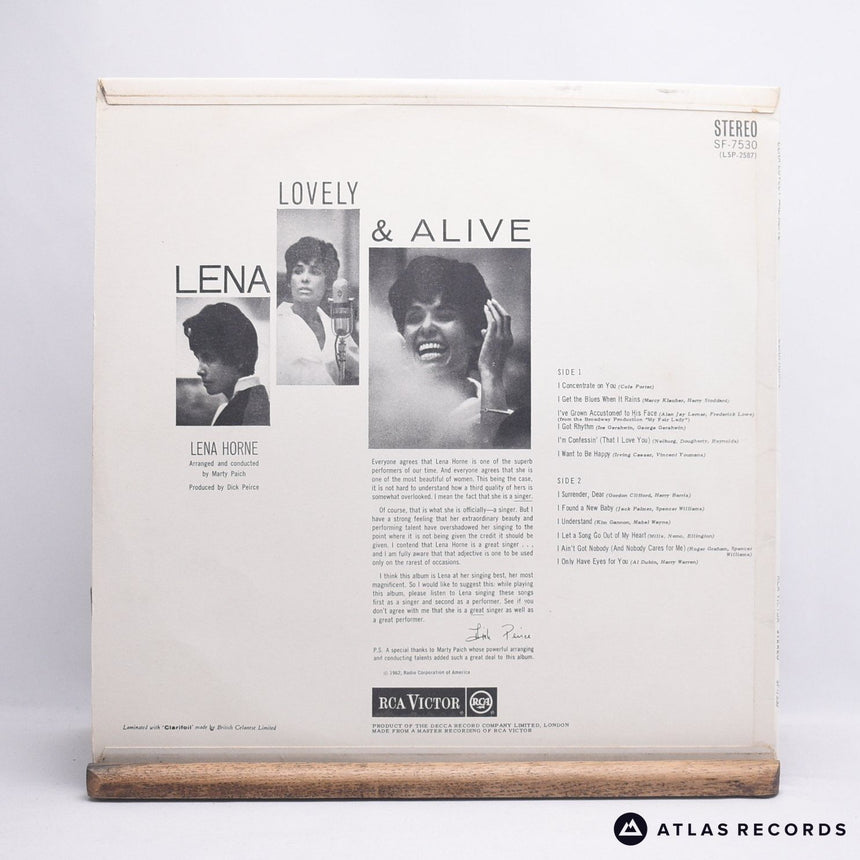 Lena Horne - Lovely And Alive - LP Vinyl Record - VG+/EX