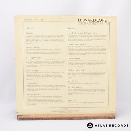 Leonard Cohen - Greatest Hits - LP Vinyl Record - VG+/EX
