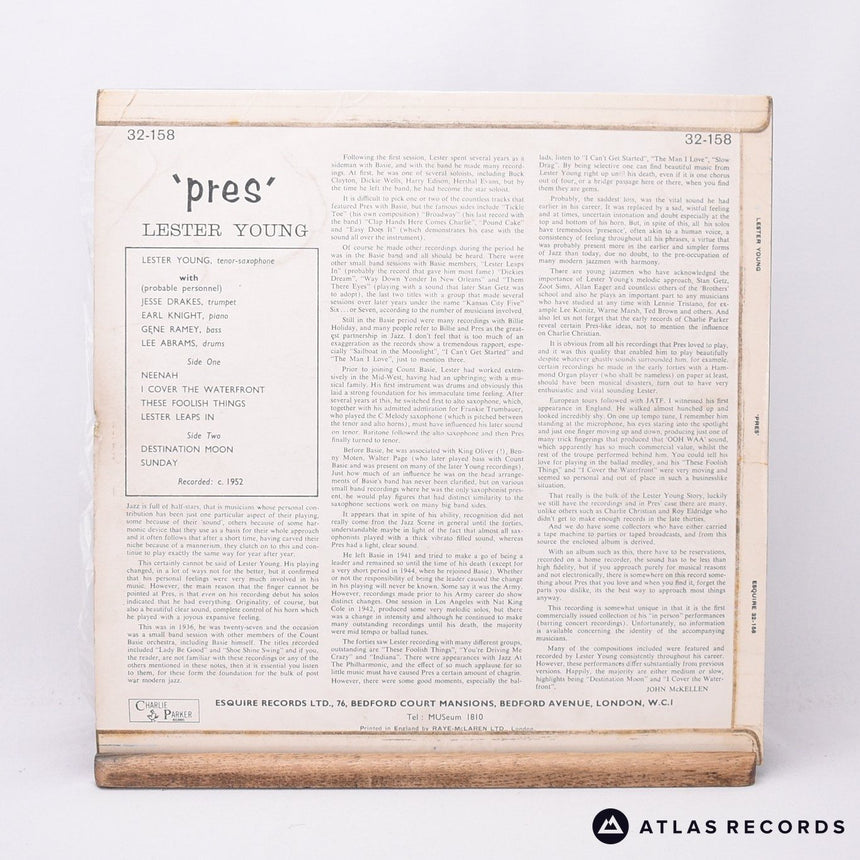 Lester Young - Pres - Mono LP Vinyl Record - VG+/VG+