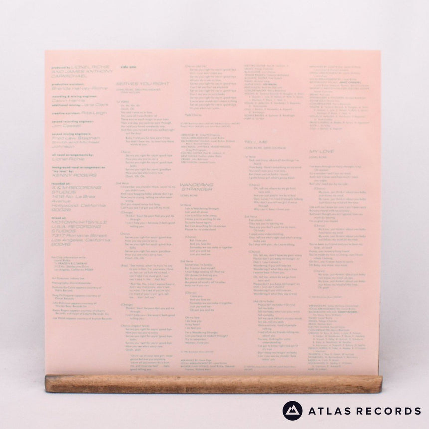 Lionel Richie - Lionel Richie - Lyric Sheet LP Vinyl Record - EX/EX
