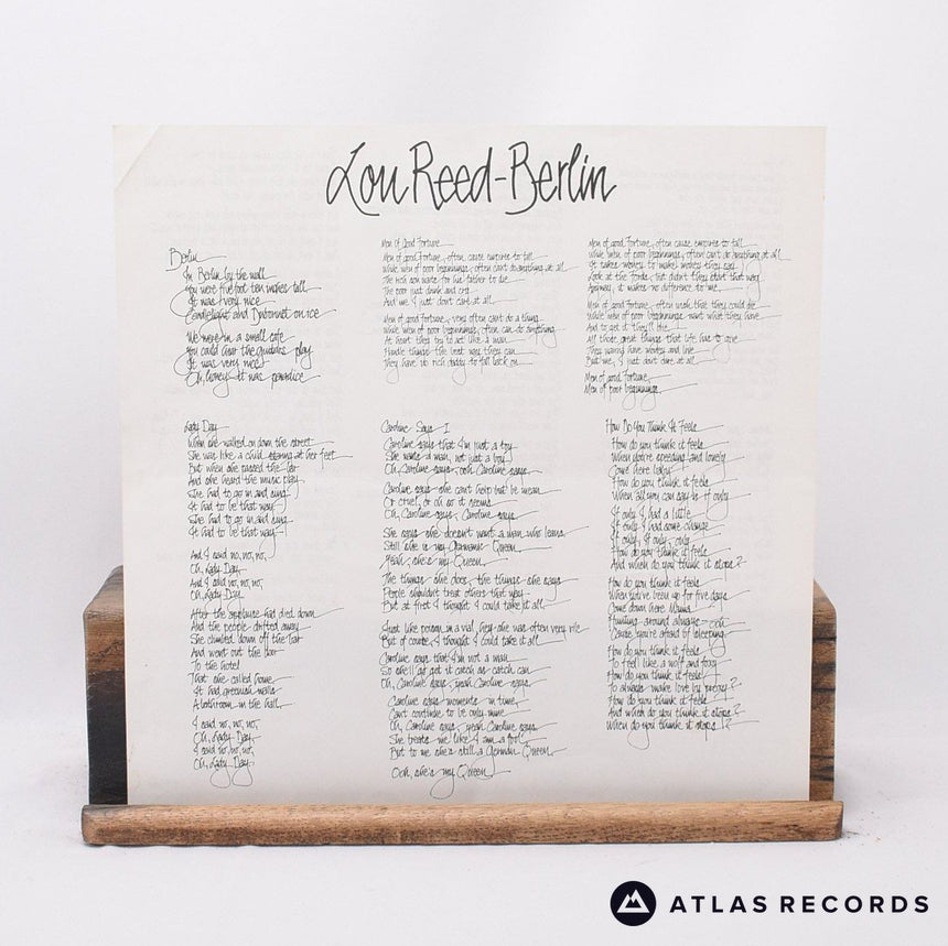 Lou Reed - Berlin - Lyric Sheet A-1E B-2E LP Vinyl Record - VG+/EX