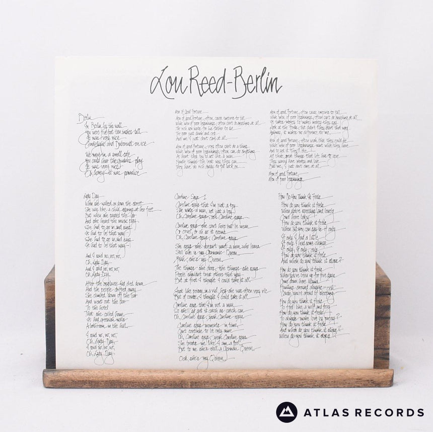 Lou Reed - Berlin - Lyric Sheet A-2 B-2 LP Vinyl Record - VG+/VG+