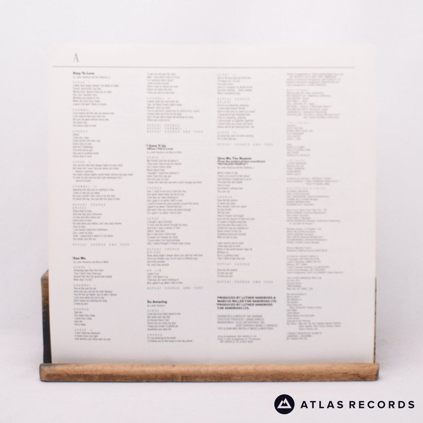 Luther Vandross - Give Me The Reason - Lyric Sheet LP Vinyl Record - EX/EX