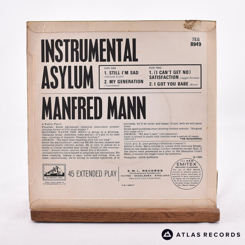 Manfred Mann - Instrumental Asylum - 7" EP Vinyl Record - VG+/VG+